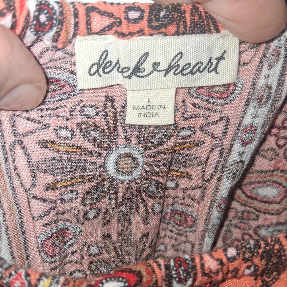 Derek Heart Coral and White Boho Maxi Dress - Picture 2 of 4